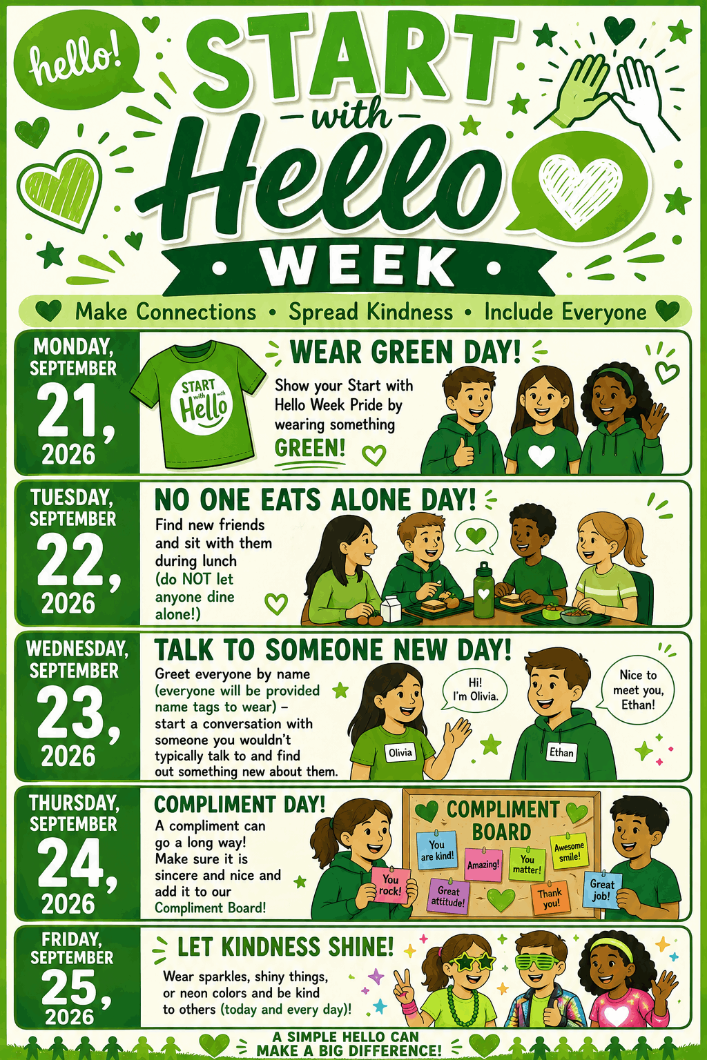 Start with Hello Week : Sept. 21st to Sept. 25th